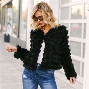 NWT Military Hippie Black Fur Jacket